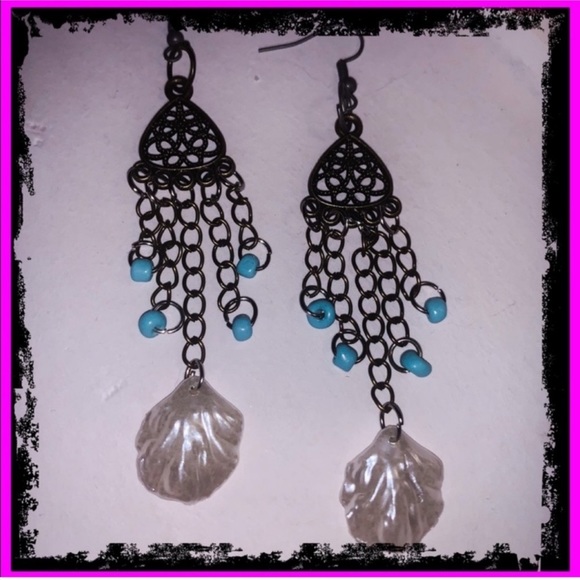 New Handmade Antique S925 Silver Turquoise Shell Bronze Dangle Earrings - Picture 12 of 14